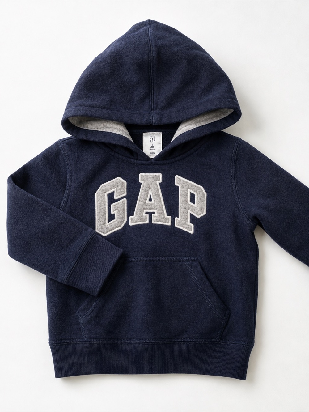 GAP Navy Hoodie with Grey Letter Appliqué